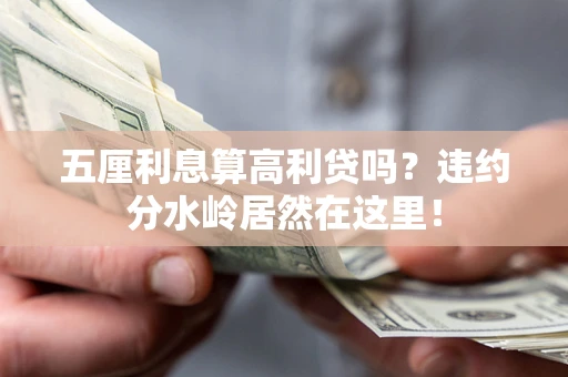 武汉五厘利息算高利贷吗？违约分水岭居然在这里！